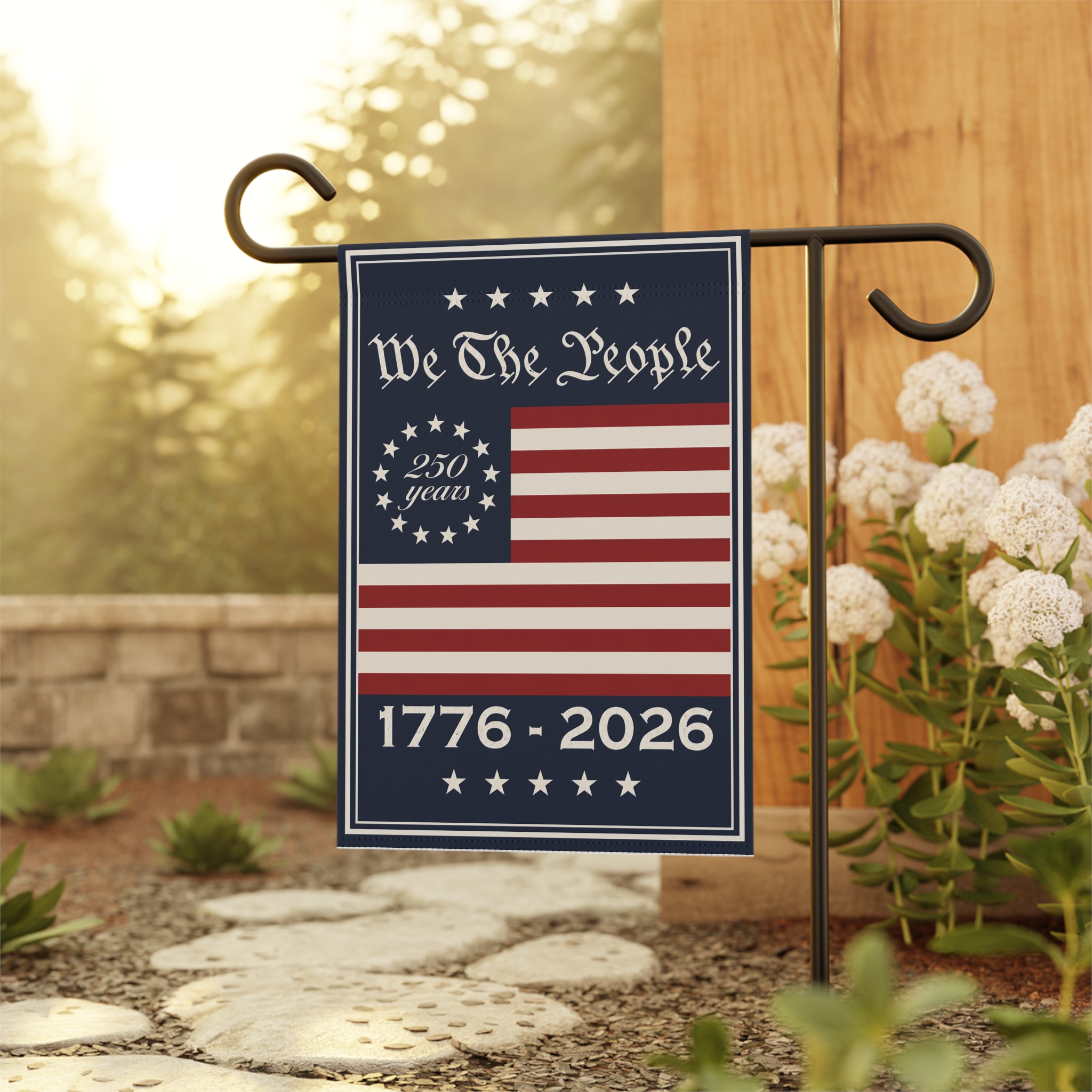 We The People USA 250 Years Garden Flag - 4th of July Gift for Him & Her - back view